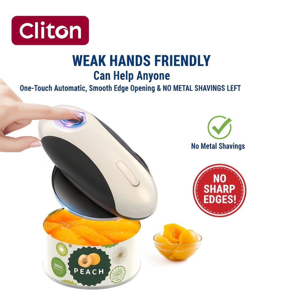 Cliton One-Touch Electric Can Opener with USB-C Rechargeable Power and Four Color Selections