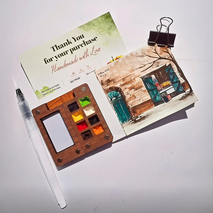 Portable Watercolor Paint Set 24 Colors with 15-Grid Palette 3 Brushes with the Listed Color, Size or Set Options for Everyday Use