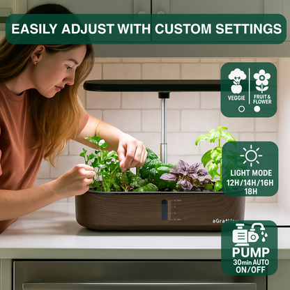 Hydroponic Garden Kit 14-Pod with LED Grow Light – Smart Timer, Quiet Pump & 1.32 Gal Tank, 75-Piece Indoor Herb Garden System