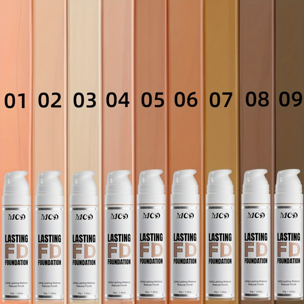 MCO Liquid Foundation Two-Bottle Set with Pump Dispensers and Nine Matching Shade-Code Pairs