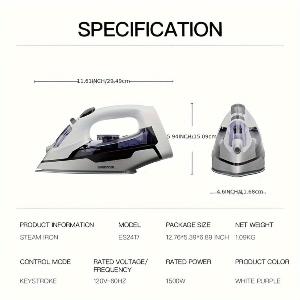 Steam Clothes Iron with Ceramic Coated Soleplate – Precision Thermostat, 3-Way Auto-Off, Self-Cleaning, Anti-Calcium & Anti-Drip