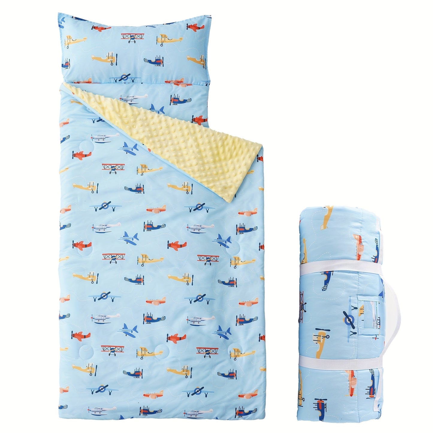 Kids Nap Mat Roll-Up Sleeping Mat for Daycare & Travel - 100% Polyester, Fun Prints for Entryways, Bedrooms and Living Spaces