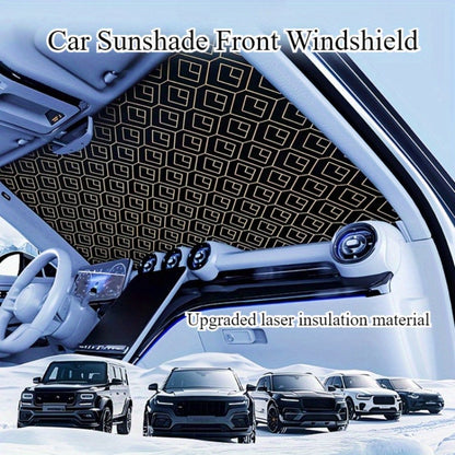 Laser Insulation Windshield Sunshade 5-Layer Thickened Front Window Heat Blocker Diamond Pattern Gold Black Fits All Vehicles Ford F150