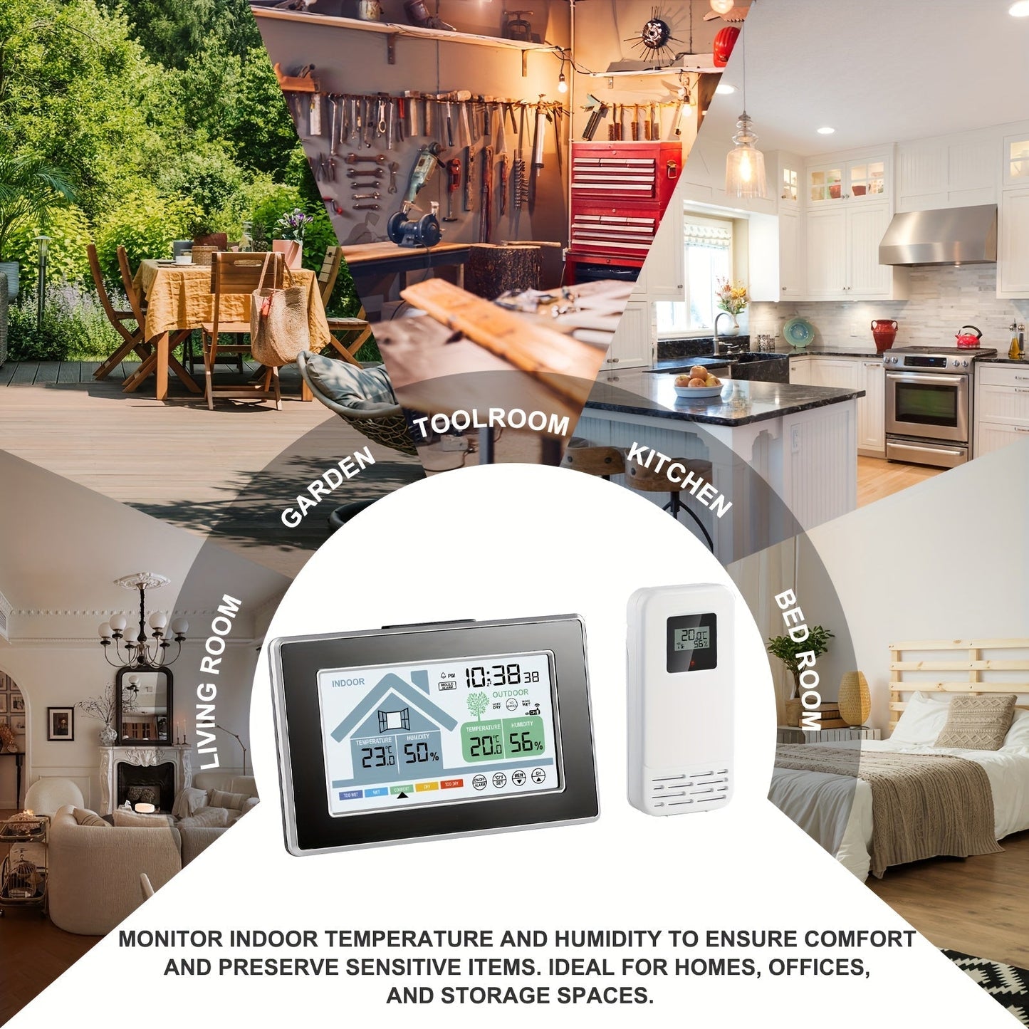 Indoor Outdoor Thermometer | Wireless Hygrometer Home Patio Greenhouse
