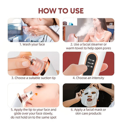 Blackhead Remover & Facial Steamer Combo - Pore Cleansing Home Spa Beauty Device for Dry Skin, Nose & Face Care