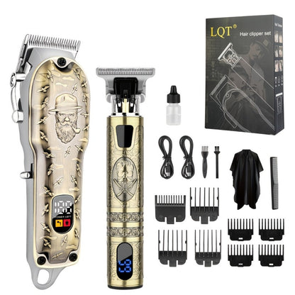 LQT Bronze Hair Clipper Set with Digital Displays, USB Charging and Choice of 2-, 3- or 4-Device Kits