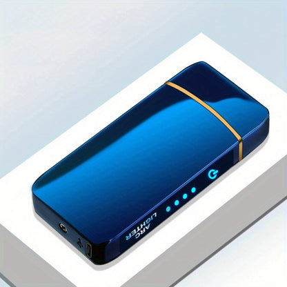 Flip-Top Dual-Arc Electric Lighter with Power Display in 12 Black or Blue Artwork Options Pictured