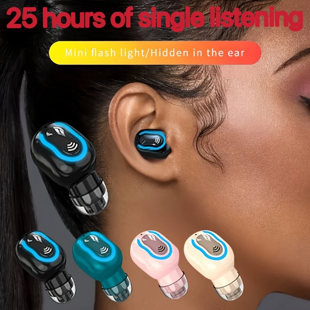 Mini Invisible Wireless Earphone Long Standby Condenser Microphone In-Ear Sport for Bedside Audio, Alarms and Room Entertainment