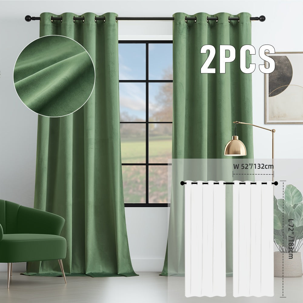 Velvet Room Darkening Curtains 2 Panels, Grommet Top Thermal Insulated Soundproof Blackout Curtains for Living Room Bedroom