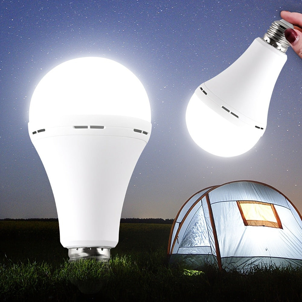 Rechargeable Emergency LED Light Bulb 12W 6500K 2000mAh with Polished Metal Finish for Home, Desk and Accent Lighting