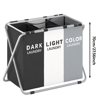 Fabric Laundry Sorter Hamper with Carry Handles in Two- or Three-Section Designs and 57 or 70cm Height Options