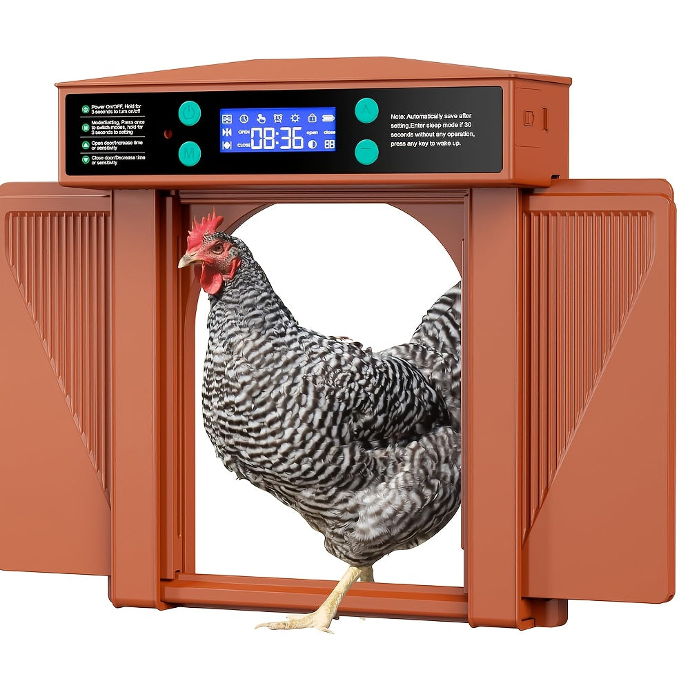 Chicken Coop Door, Timer Light Sensor Anti-Pinch Auto Open for Garden, Patio and Yard Use, with Listed Configuration