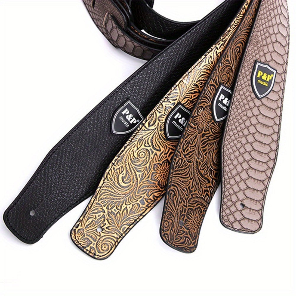 Adjustable Guitar Strap, Silvery, Adjustable, Genuine, Leather, Compatible for Supporting detail image - detail view 10