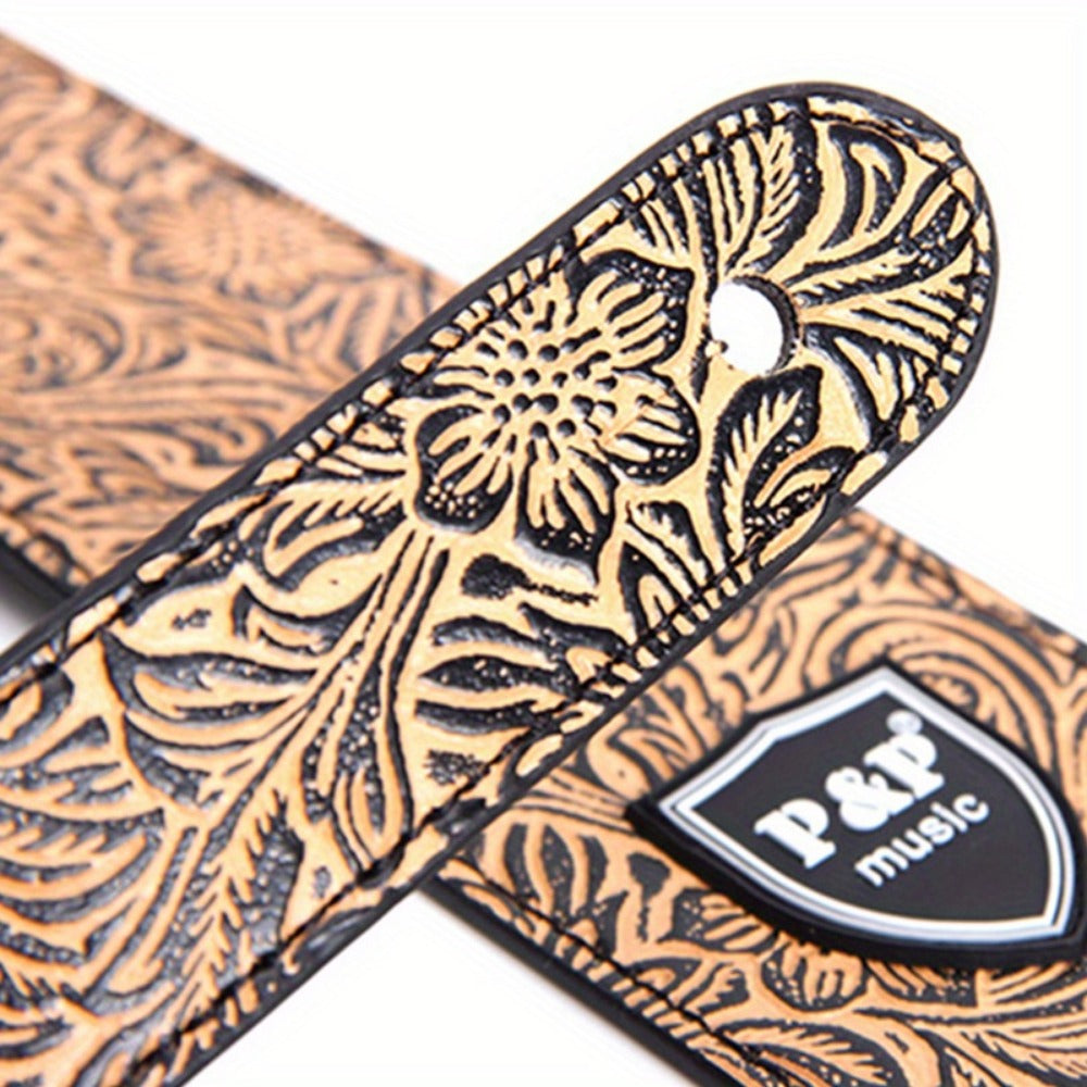 Adjustable Guitar Strap, Silvery, Adjustable, Genuine, Leather, Compatible for Supporting detail image - detail view 11