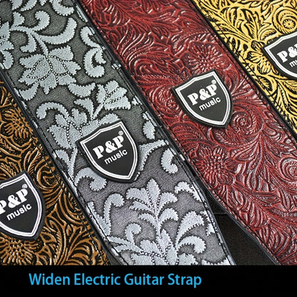 Adjustable Guitar Strap, Silvery, Adjustable, Genuine, Leather, Compatible for Supporting detail image - detail view 4