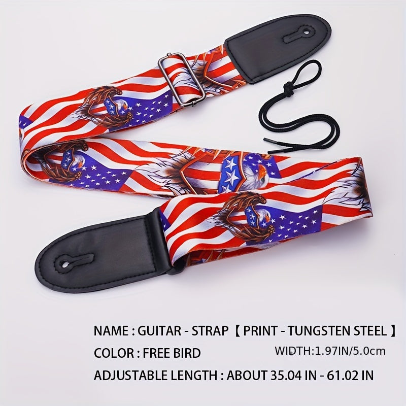 Adjustable Guitar Strap shown in the American Flag option