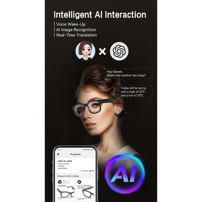 Smart Glasses with Camera and Bluetooth, 8MP Camera Eyewear with HD Video, Translation, Object Recognition