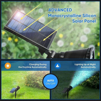 Solar Landscape Lights 2-in-1 Wall & Ground, Independent Adjustable Solar Panel, 8 Color Modes Outdoor Solar Spotlight for Garden
