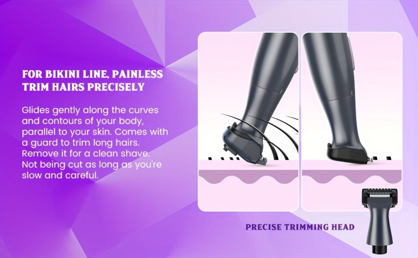Women's Electric Bikini Trimmer Body Shaver Cordless Razor Replaceable Heads Facial Hair Eyebrow Nose Ear Hair Removal Sensitive Skin