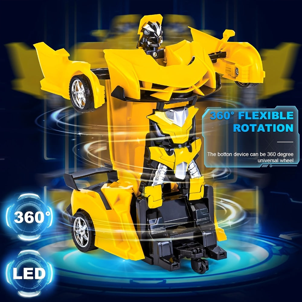 Transforming RC Robot Car for Kids 2.4GHz, One-Button Deformation Stunt Car 360 Drift LED Lights