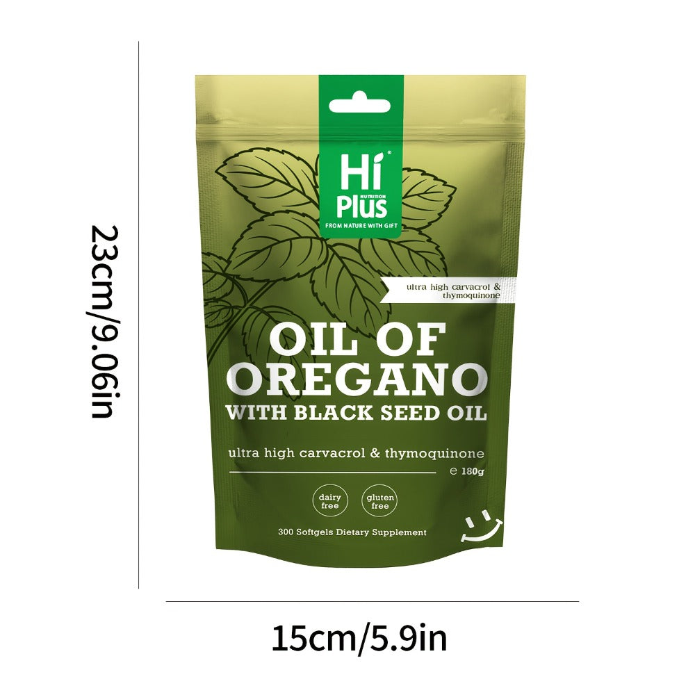 Oregano Oil Black Seed Oil Softgels 2-in-1 Immune Support, 4x Strength Carvacrol 200mg Thymoquinone