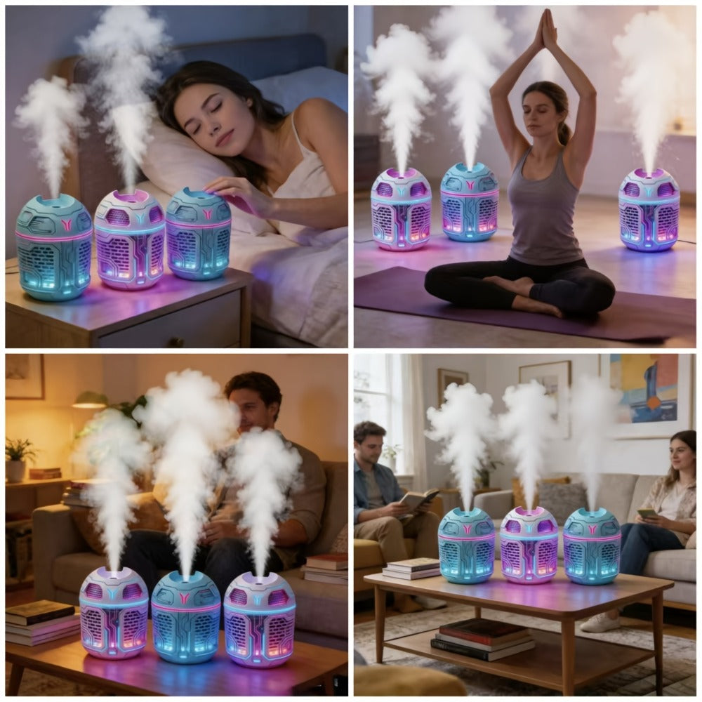 Mini Aromatherapy Humidifier Set of 3 Cool Mist Diffuser with Odor Eliminator No Filter for Entryways, Bedrooms and Living Spaces