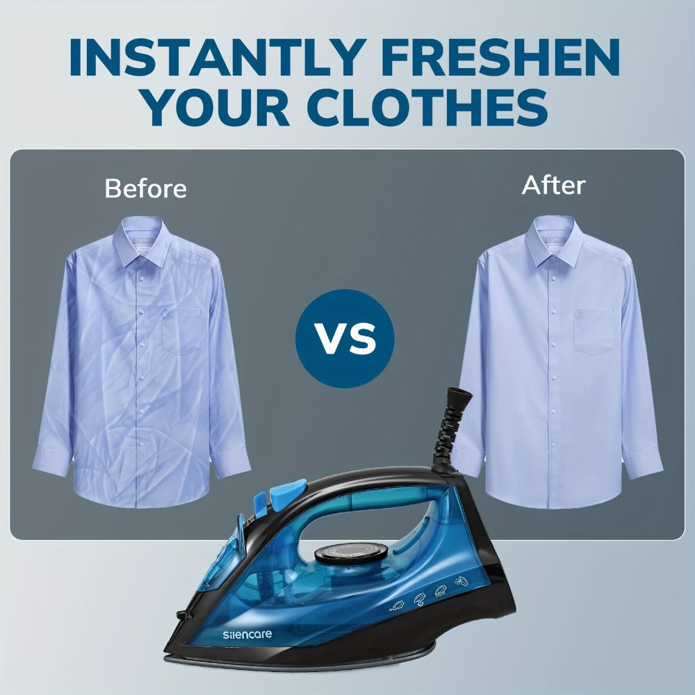 Steam Iron Non-Stick Bottom Plate High Pressure Anti-Calc Safety Protection Adjustable Temperature Steam Settings Dry Wet Clothes Fast