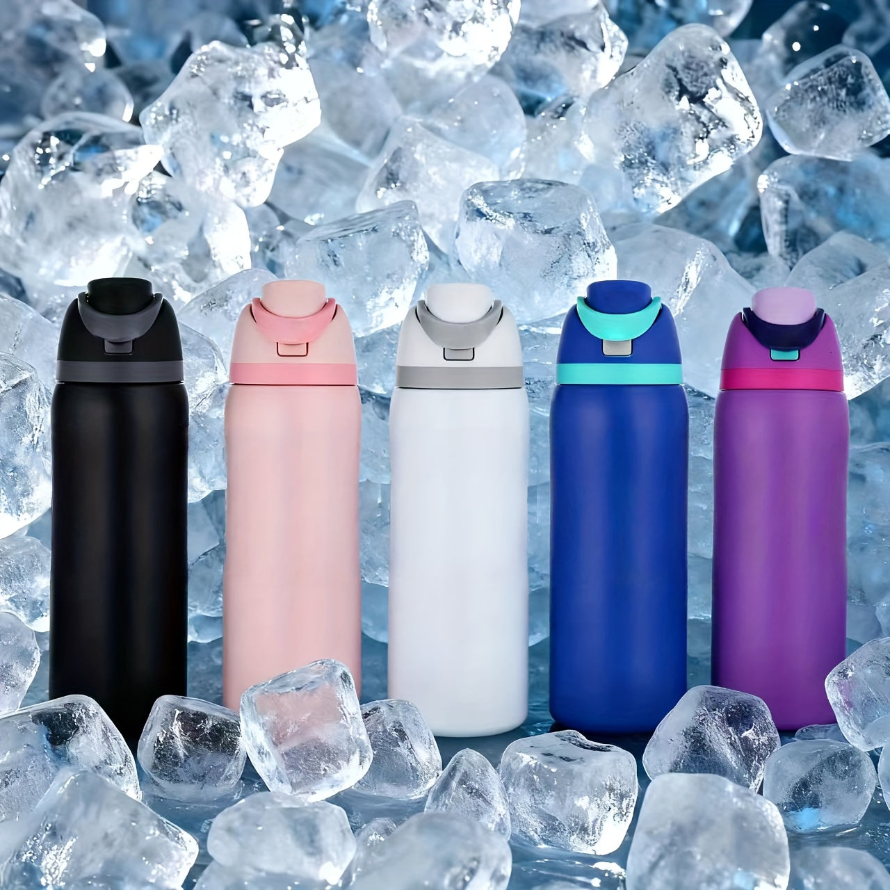 32oz Stainless Steel Water Bottle with Flip-Up Drinking Spout, Cleaning Brush and Five Solid Colors