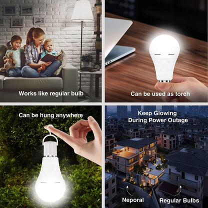 Rechargeable Emergency LED Light Bulb 12W 6500K 2000mAh with Polished Metal Finish for Home, Desk and Accent Lighting