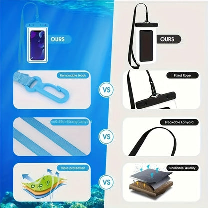 Phone Pouch 6 Pack Universal Dry Bag with Neck Strap & PVC Clear Window for Swimming Boating Beach Kayaking Camping