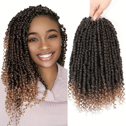 Pre-Looped Passion Twist Crochet Hair 8 Packs Pre-Twisted Curly Ends Bohemian Short Twist Braids