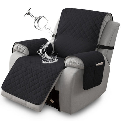 Diamond-Quilted One-Piece Recliner Chair Cover with Side Pocket, Buckle Strap and Eight Colors