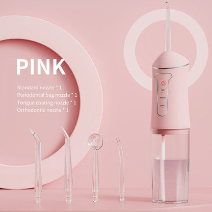 Water Flosser Cordless Three-Mode Oral Irrigator with Four Nozzles, USB Charging and Pink, Purple, Black or White Options