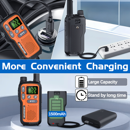 Long Range Walkie Talkies for Adults, BAOFENG 22 FRS Channels LCD Display VOX Hands-Free, USB-C Rechargeable Li-ion Battery, 2-3 Mile Range