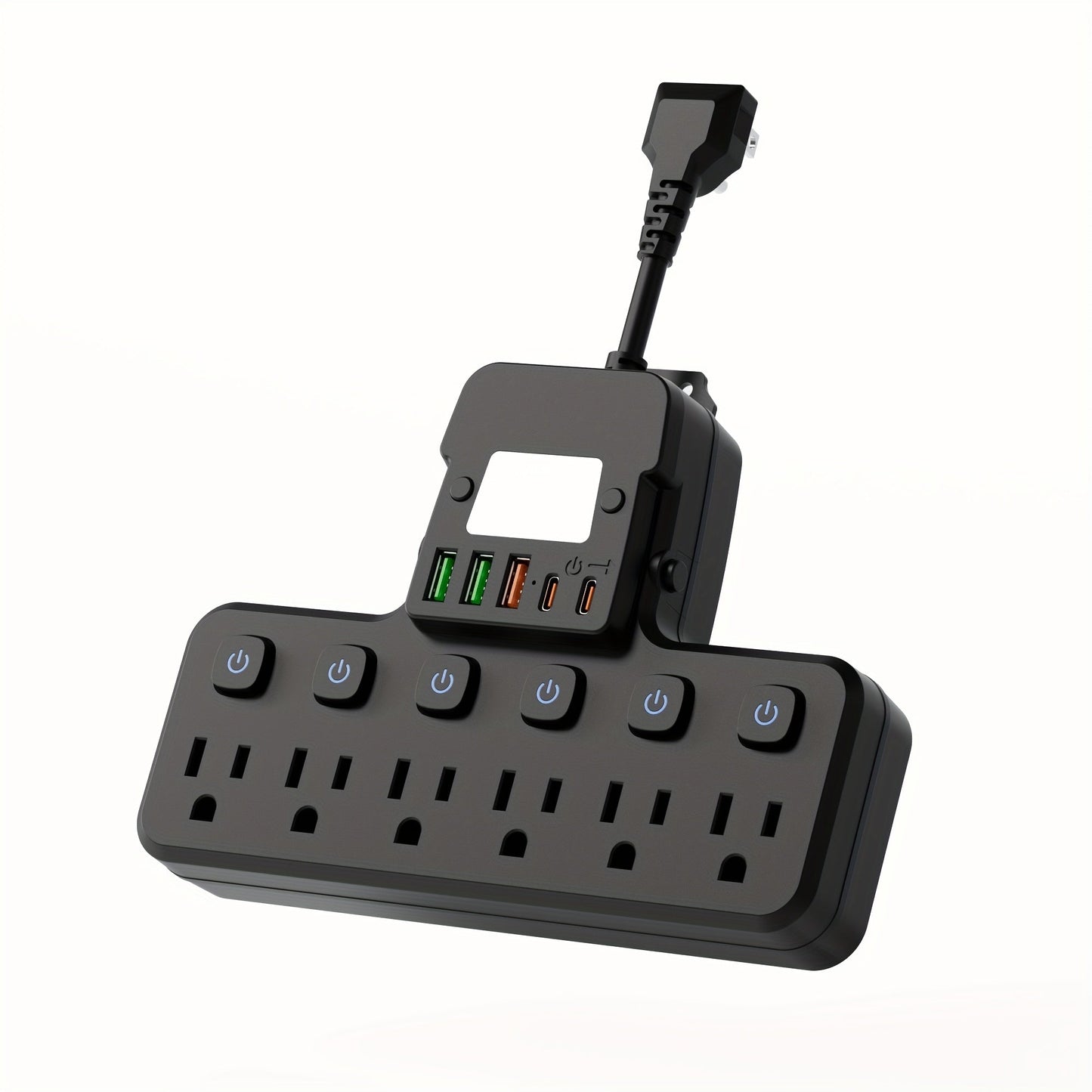 Desktop Power Strip 11-in-1 with 6 AC Outlets 3 USB-A 2 USB-C Ports 6 Individual Switches for an Everyday Personal Care Routine