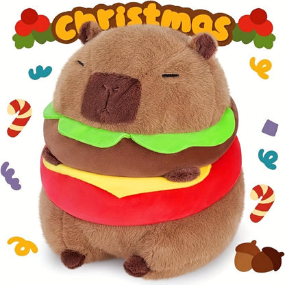 Capybara Plush Stuffed Animal Hamburger Burger Hat Funny Kawaii Plush Toy with the Listed Color, Size or Set Options for Everyday Use