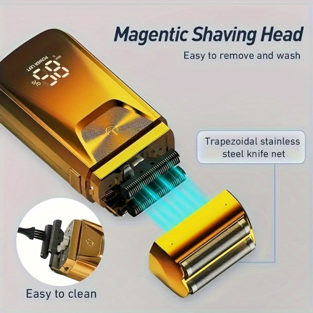 Bald Head Shaver & Beard Trimmer 2-in-1 Electric USB Rechargeable – Aluminum Foil Razor Professional Hair Clipper Grooming Tool for Men