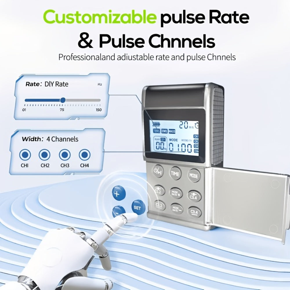 TENS EMS Unit Rechargeable Pain Device, 20 Intensity Levels 48 Modes Electric Stimulator for Back Neck Shoulder Knee Wrist Pain