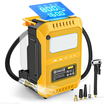 Cordless Tire Inflator 160PSI Portable Air Compressor Compatible with DeWalt 20V / 18V Battery, Digital Pressure Gauge