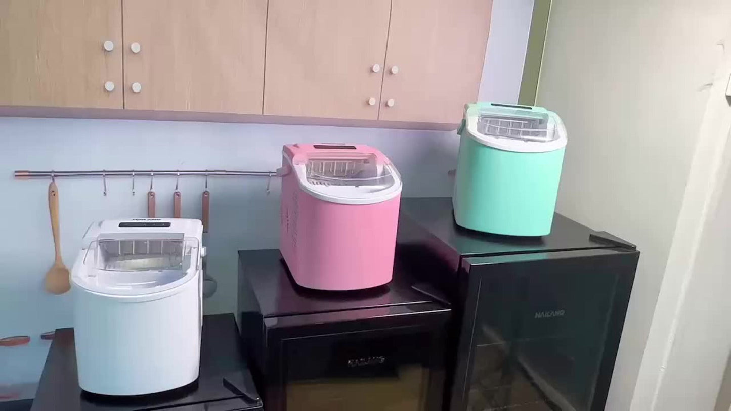 Ice Maker with Basket & Scoop, /Day Countertop Bullet Ice Machine, 9 Cubes in 6 Mins, Self-Cleaning