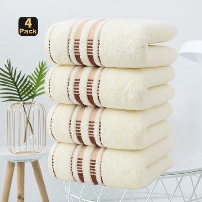 Towel Set 4-Pack Pure Cotton Face Towels in Camel, Beige Yellow or Mixed Colors for Home and Spa