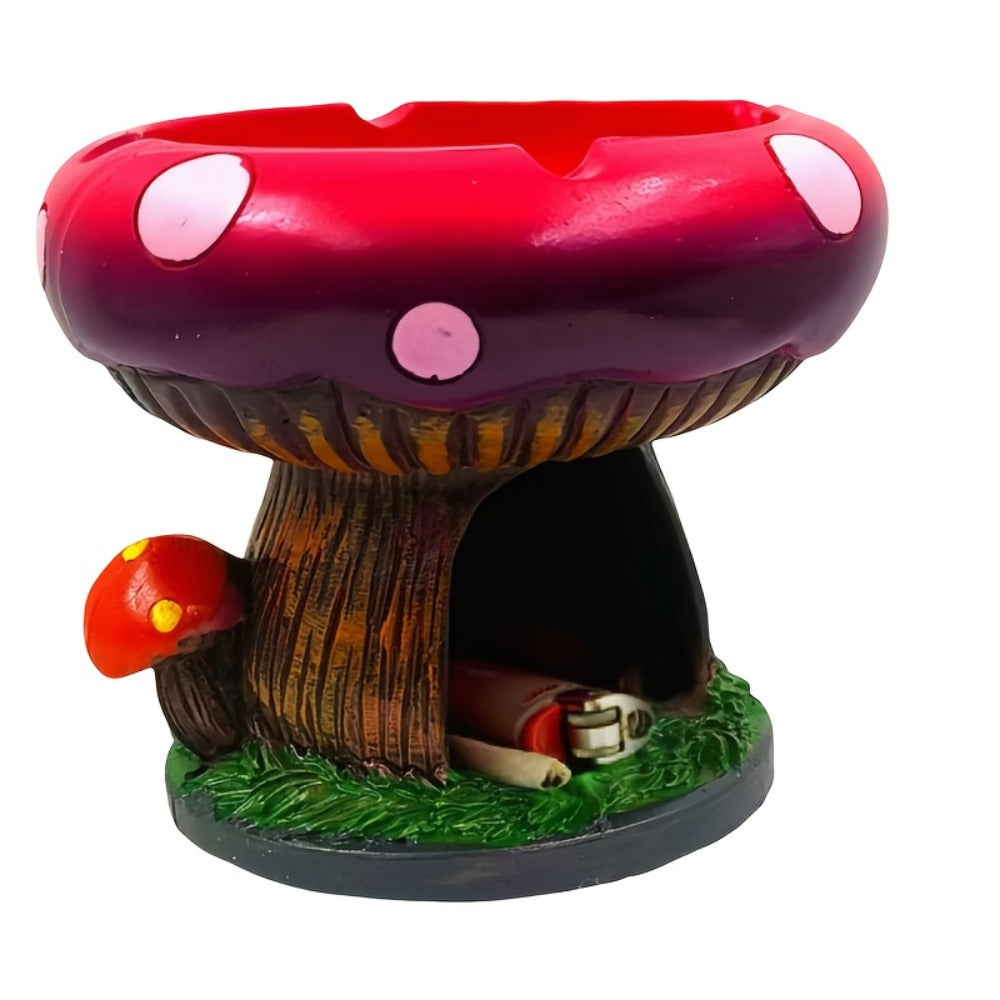 Mushroom Ashtray with Storage Compartment Whimsical Resin Mushroom Shaped Ashtray 5.3x4.5 for Entryways, Bedrooms and Living Spaces