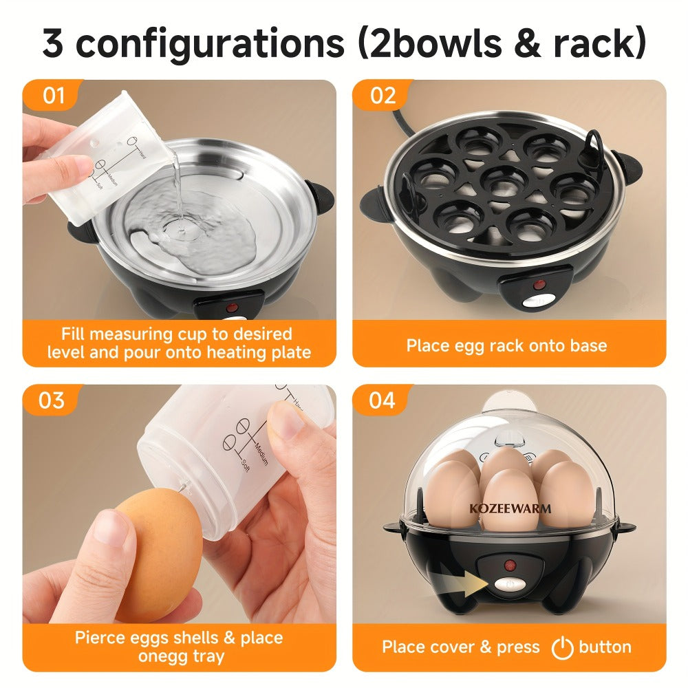 Electric Egg Boiler & Cooker with Auto Shut-Off, Single & Double Layer, Multi-Function for Hard Boiled