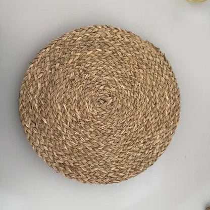 12pcs Rattan Placemats Natural Wicker Round Table Mats Heat-Resistant 11.8" Kitchen Dining Decor Bohemian