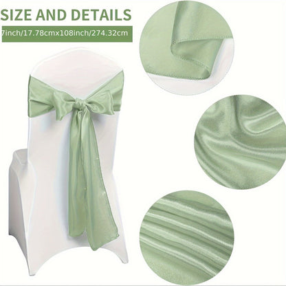100pcs Satin Chair Sashes Bows for Wedding Banquet Party Event Decoration, 13 Colors, 18×275cm