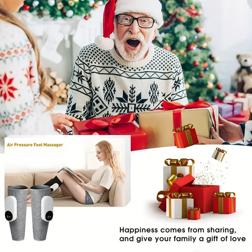 Air Compression Leg Massager, Cordless Calf & Foot Massager with 3 Intensity Levels for Legs, Thighs