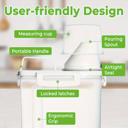 Food Storage Containers Four-Pack 3L Square Plastic Set with Flip-Top Lids and Four Measuring Cups