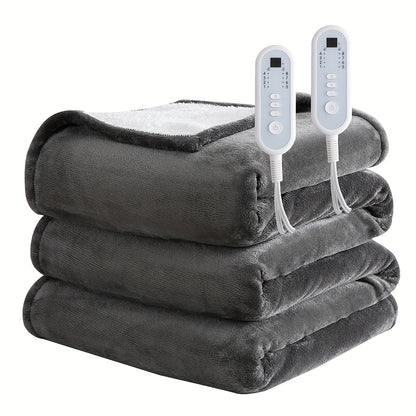 Electric Blanket with Temperature Control and Timer, Extra Large Flannel Heated Blanket, 8 Levels Auto-Off