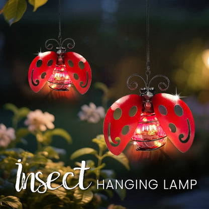 Solar Hanging Ornament Lights Ladybug & Butterfly, Indoor Outdoor Decorative Garden Light with Spring Clips for Patio