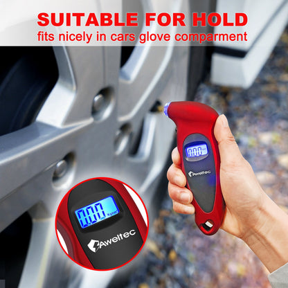 Digital Tire Pressure Gauge 2-Pack 150 PSI – Backlit LCD, 4 Modes PSI/Bar/KPA/Kgf, Non-Slip Grip for Car, Truck, Motorcycle & Bicycle